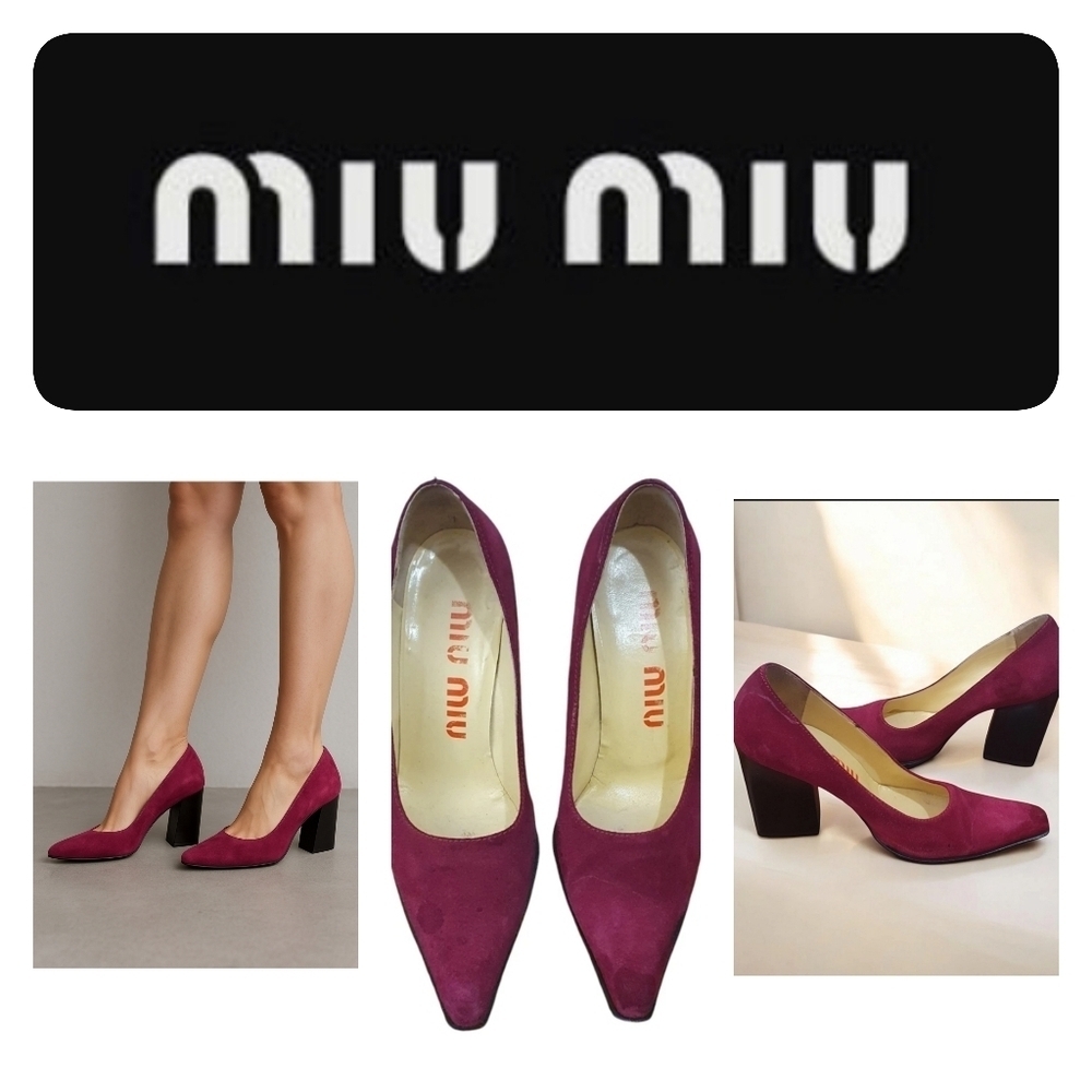 MIU MIU vintage suede wood block heels - EU 37.5 / 7 US